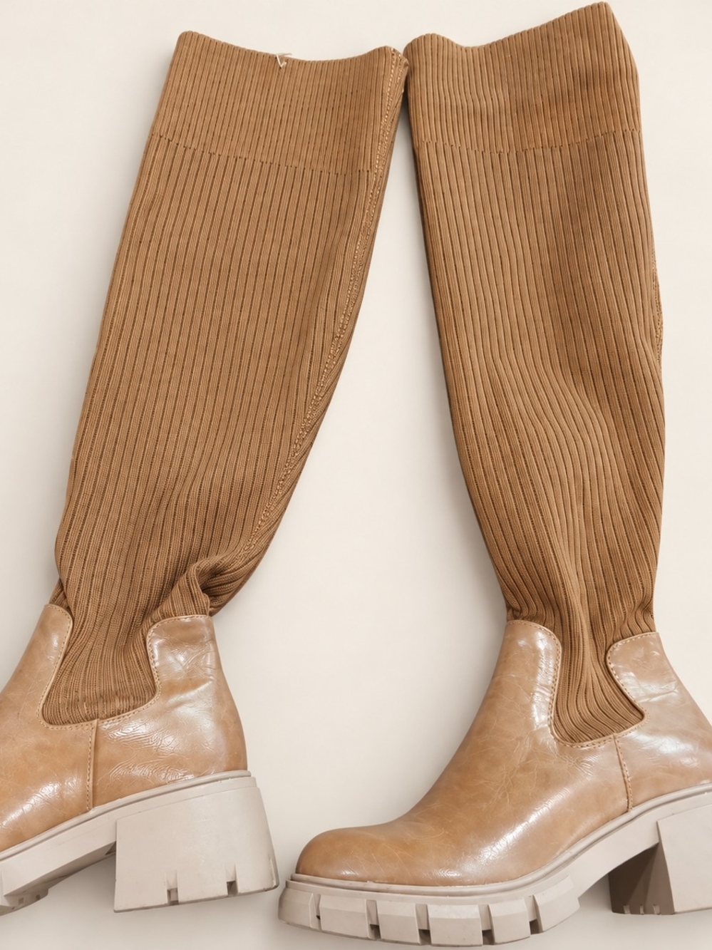 Brown Knee-High Platform Boots Like New